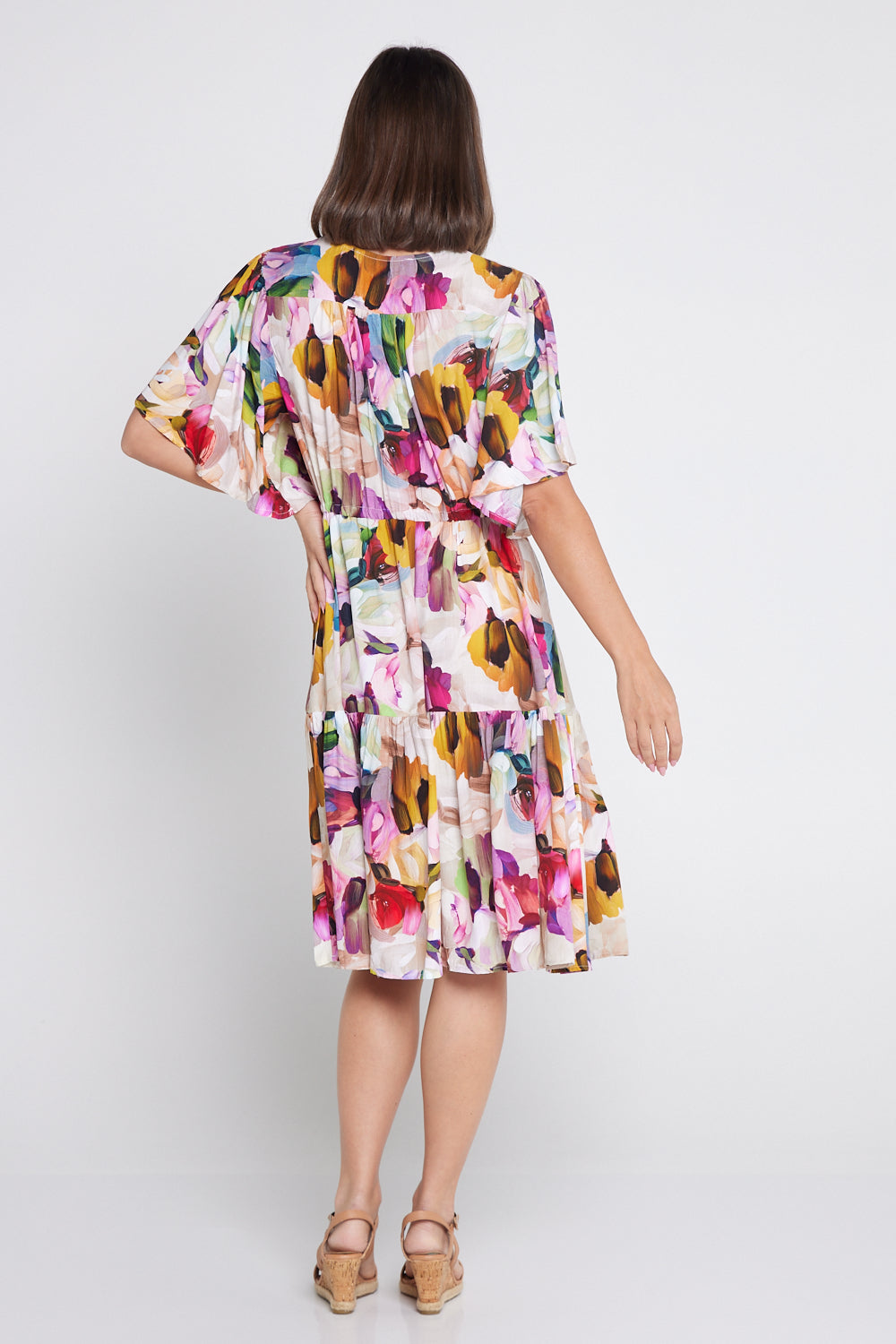 Alora Petite Dress - Pastel Floral Painting