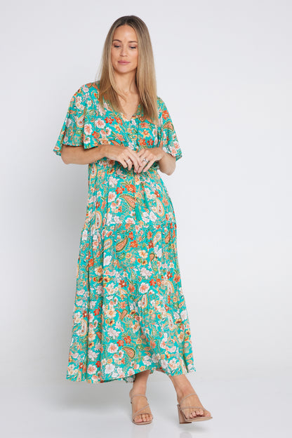 Evelyn Dress - Mint Citrus/Paisley