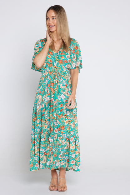 Evelyn Dress - Mint Citrus/Paisley