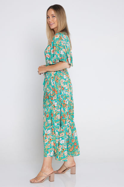 Evelyn Dress - Mint Citrus/Paisley