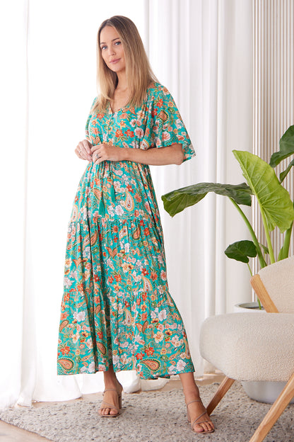 Evelyn Dress - Mint Citrus/Paisley