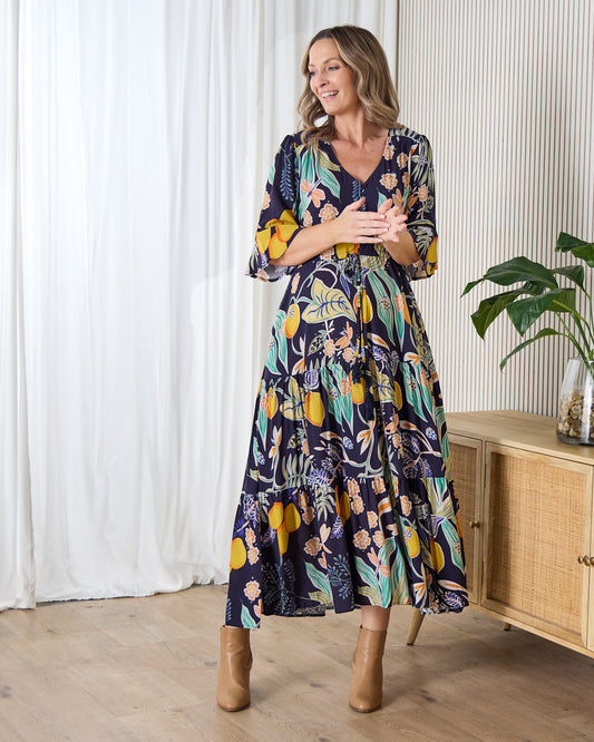 Tangela Maxi Dress - Navy Garden