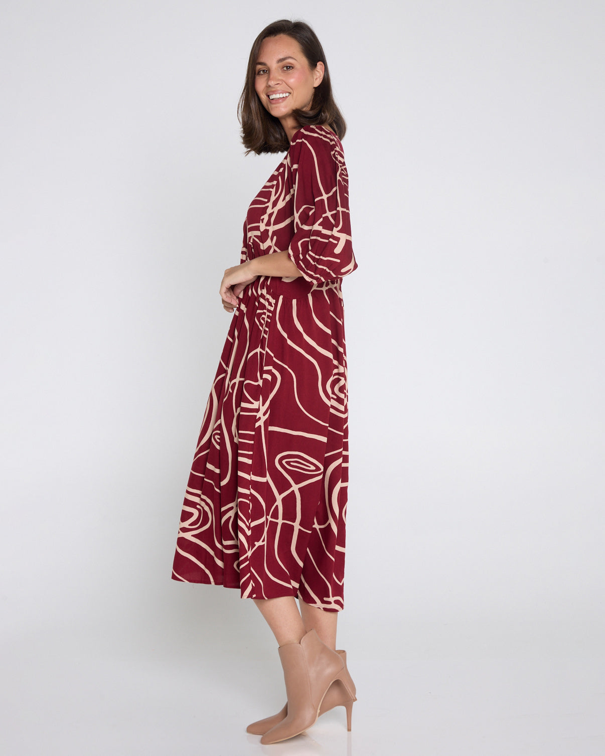 Sabina Dress - Abstract Burgundy