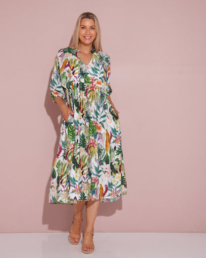 Marisel Dress - Frangipani Tropical