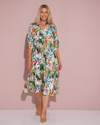 Marisel Dress - Frangipani Tropical