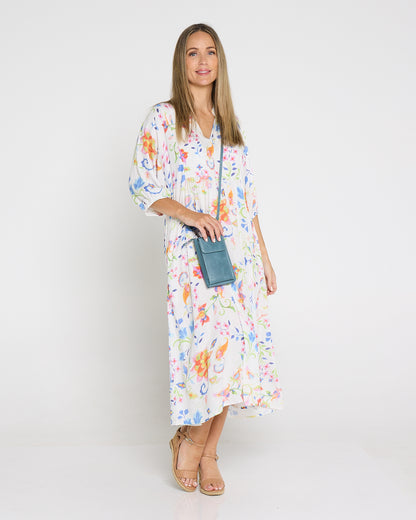 Marisel Dress - White Watercolour Jacobean