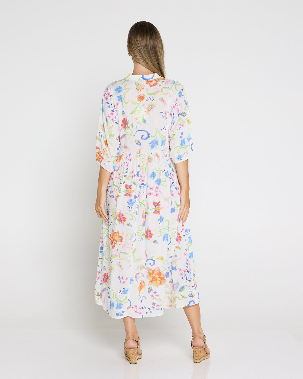 Marisel Dress - White Watercolour Jacobean