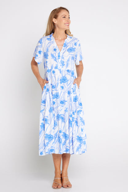 Taylor Diamanté Dress - Blue Floral