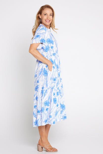 Taylor Diamanté Dress - Blue Floral