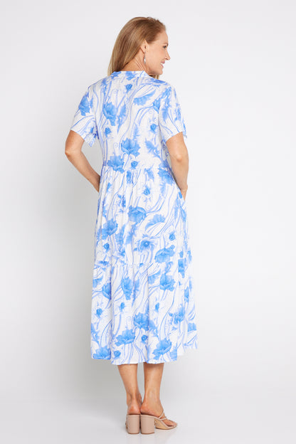 Taylor Diamanté Dress - Blue Floral