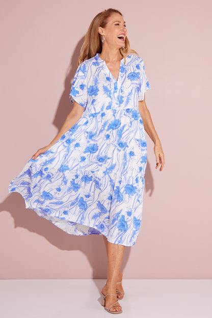 Taylor Diamanté Dress - Blue Floral