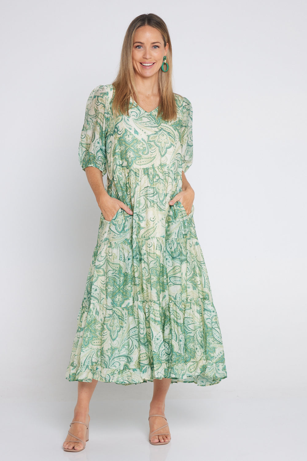 Azura Dress - Green Paisley