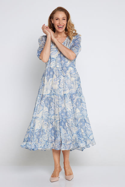 Azura Dress - Blue Paisley