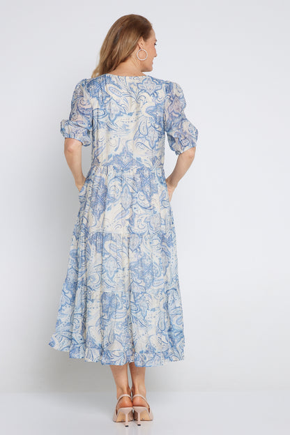 Azura Dress - Blue Paisley