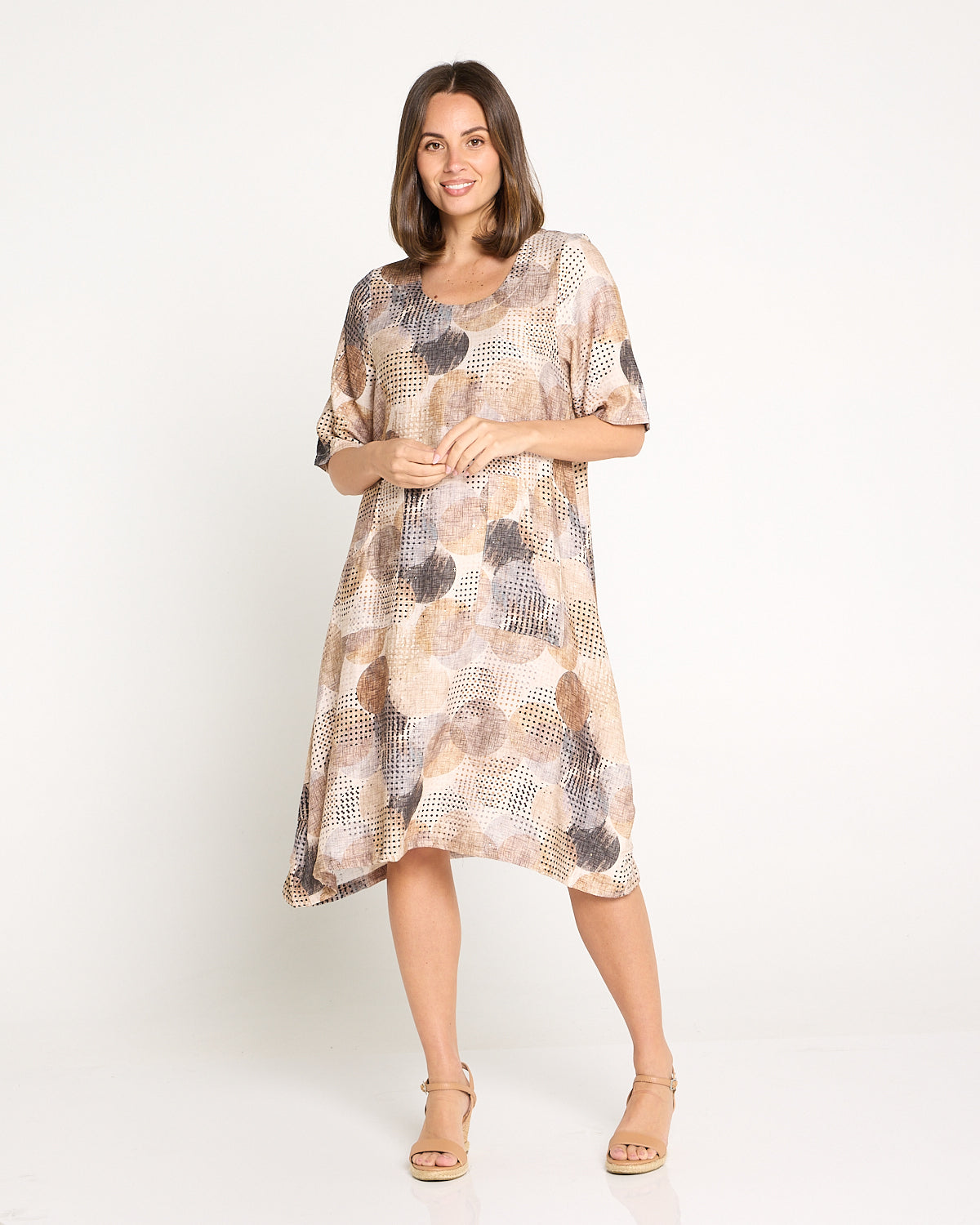 Elara Dress - Mocha Luxe Spot Print
