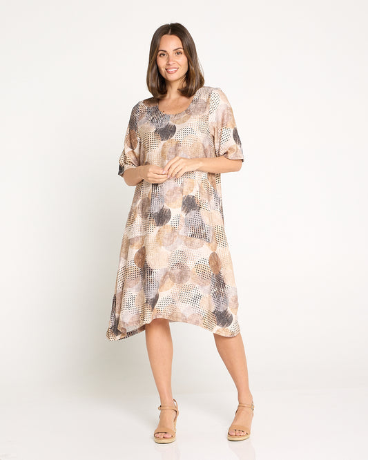 Elara Dress - Mocha Luxe Spot Print