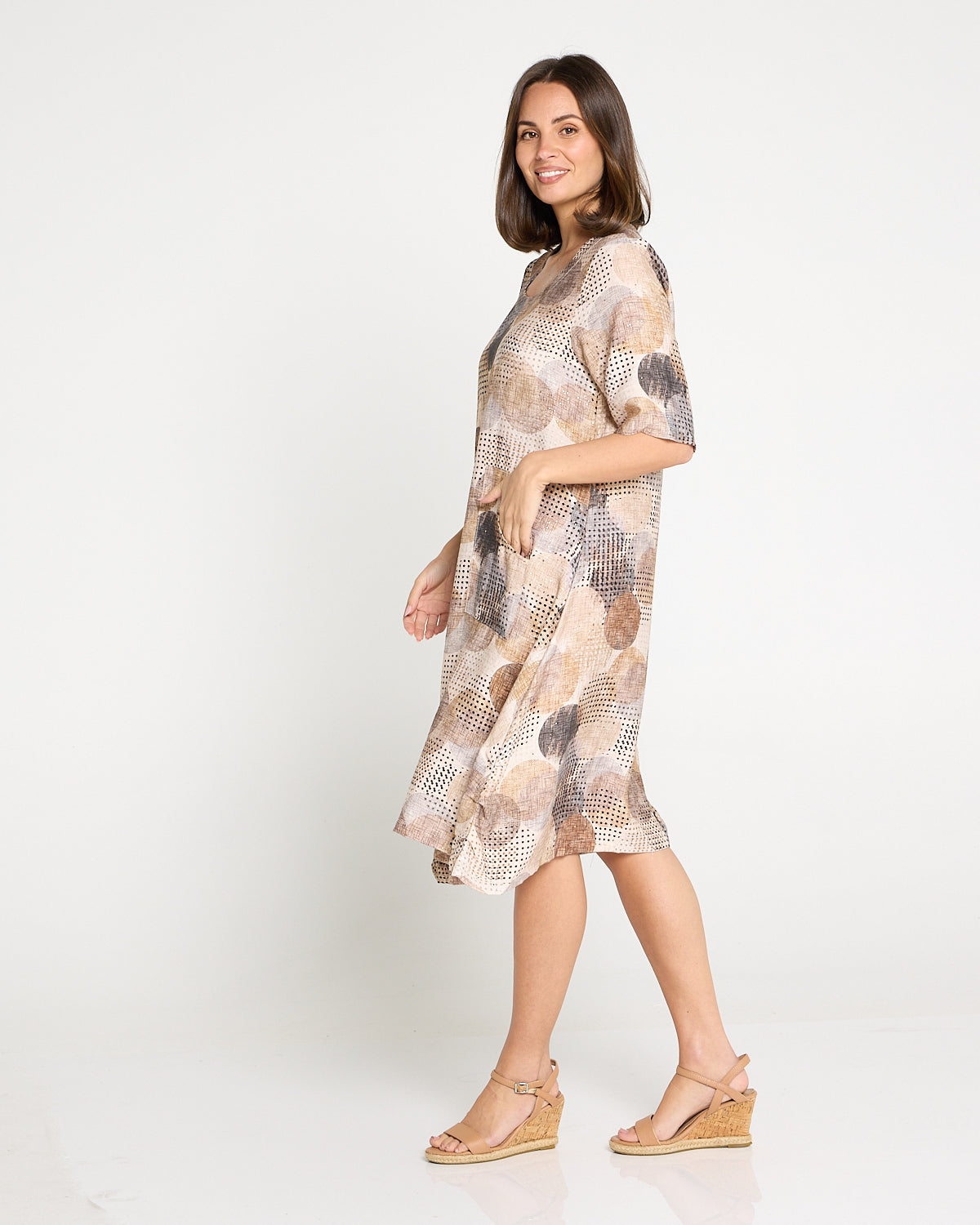Elara Dress - Mocha Luxe Spot Print