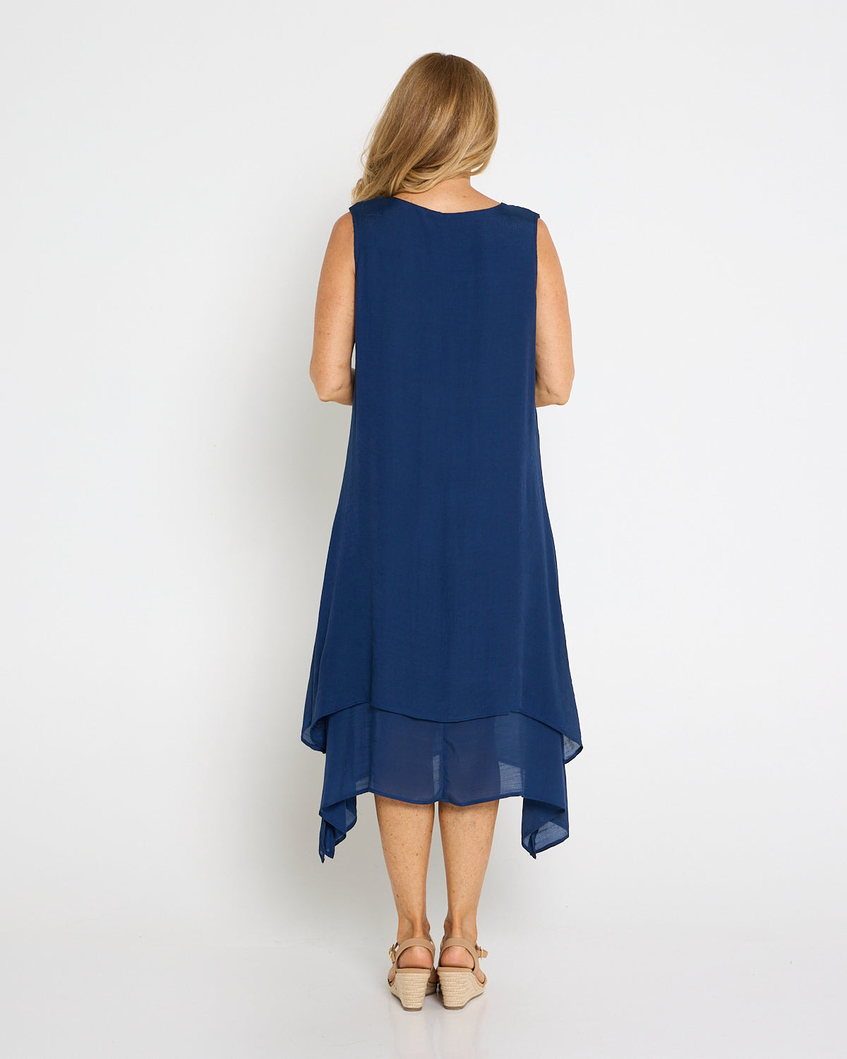 Capricorn Sleeveless Layered Dress - Navy