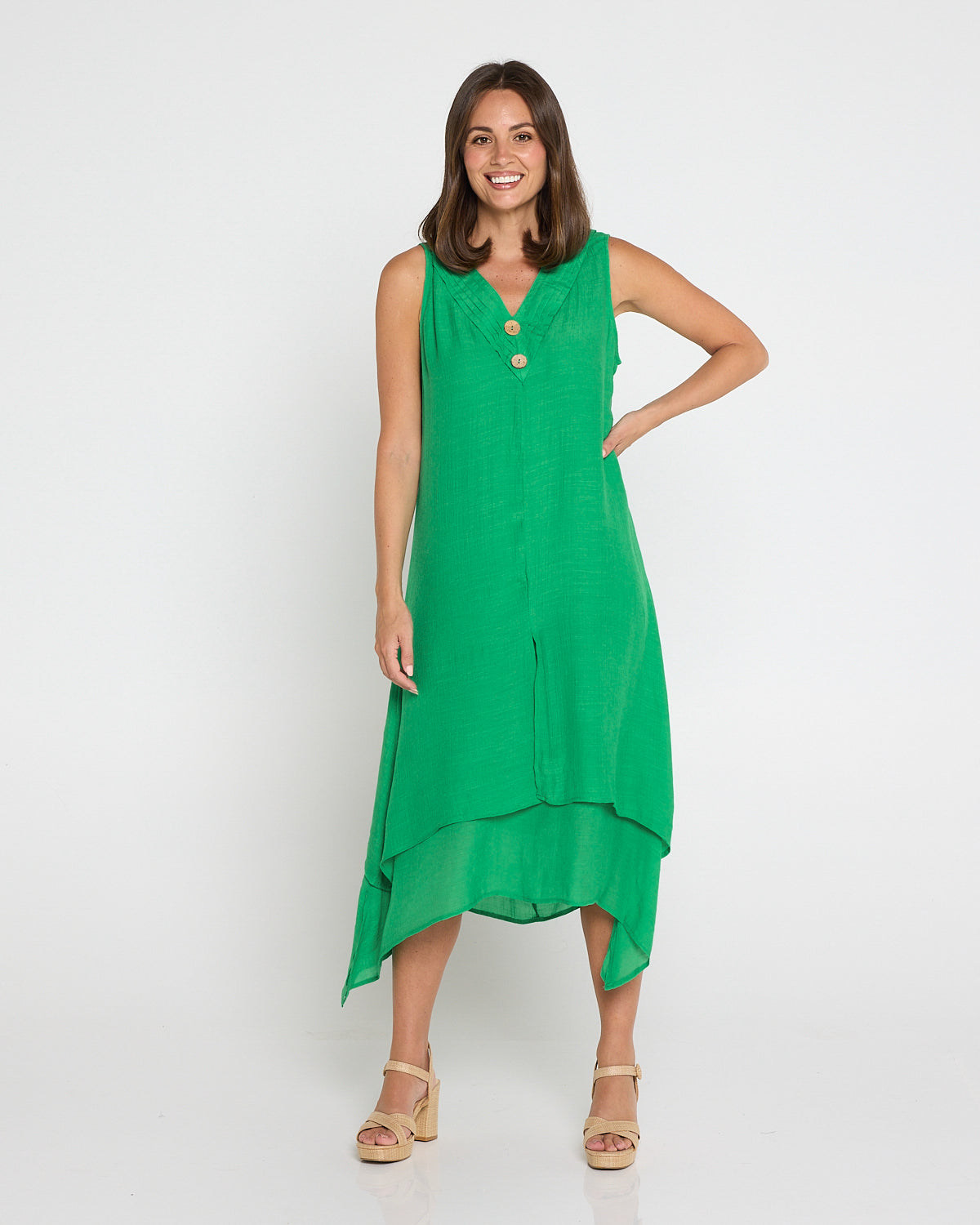 Capricorn Sleeveless Layered Dress - Green