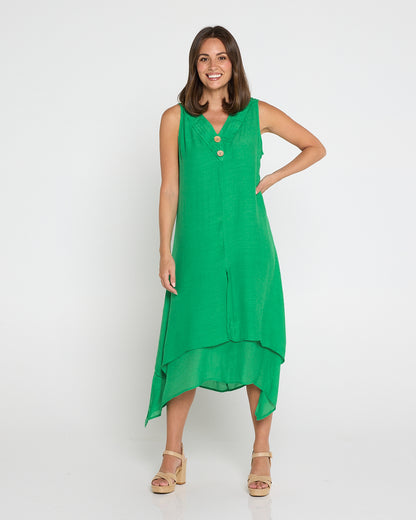 Capricorn Sleeveless Layered Dress - Green