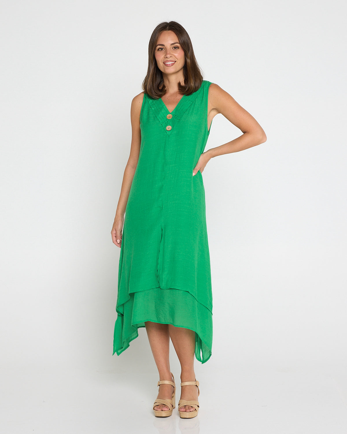 Capricorn Sleeveless Layered Dress - Green