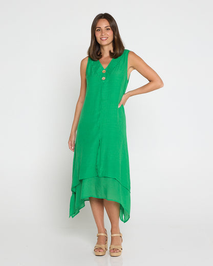 Capricorn Sleeveless Layered Dress - Green