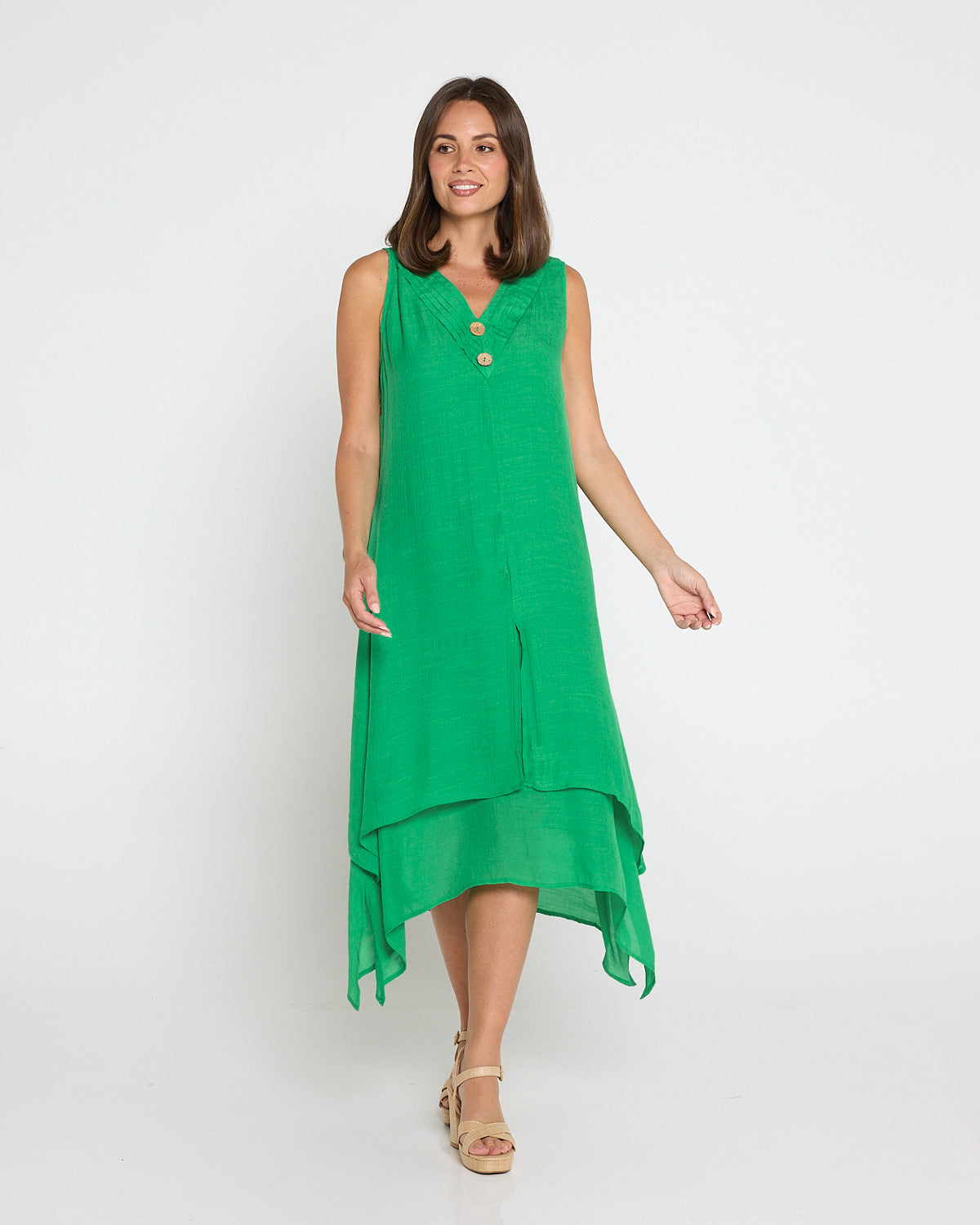 Capricorn Sleeveless Layered Dress - Green
