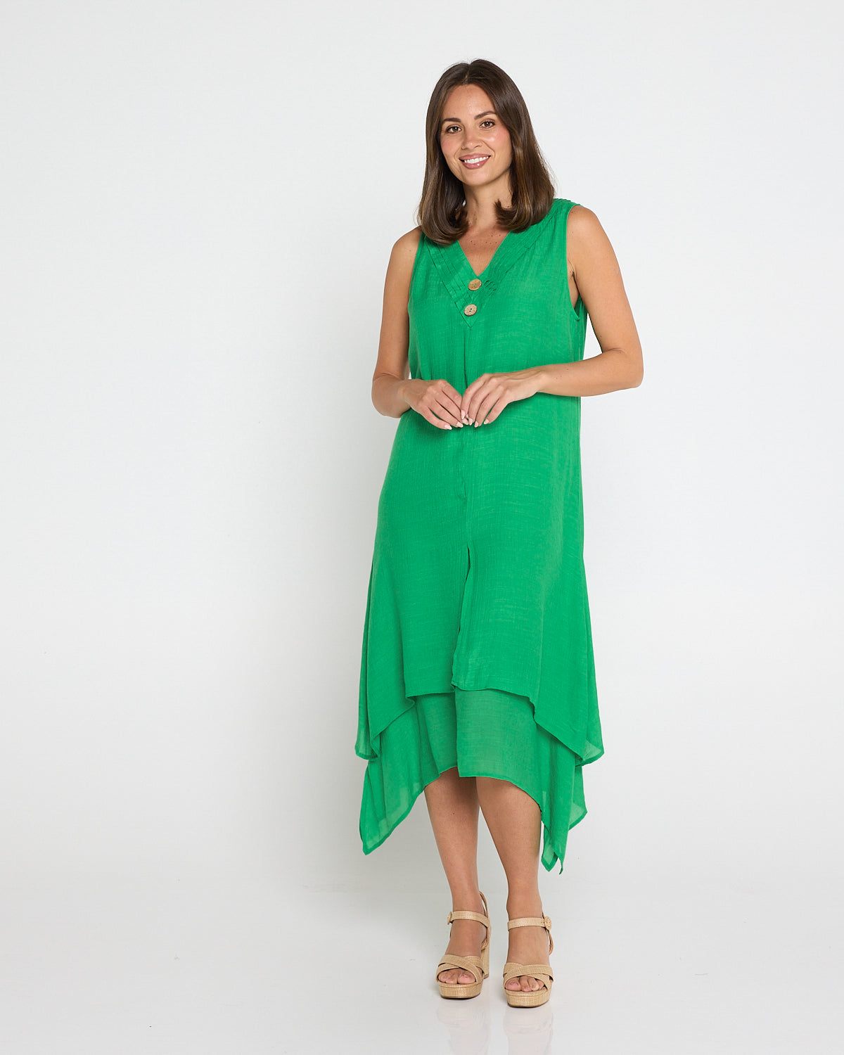 Capricorn Sleeveless Layered Dress - Green