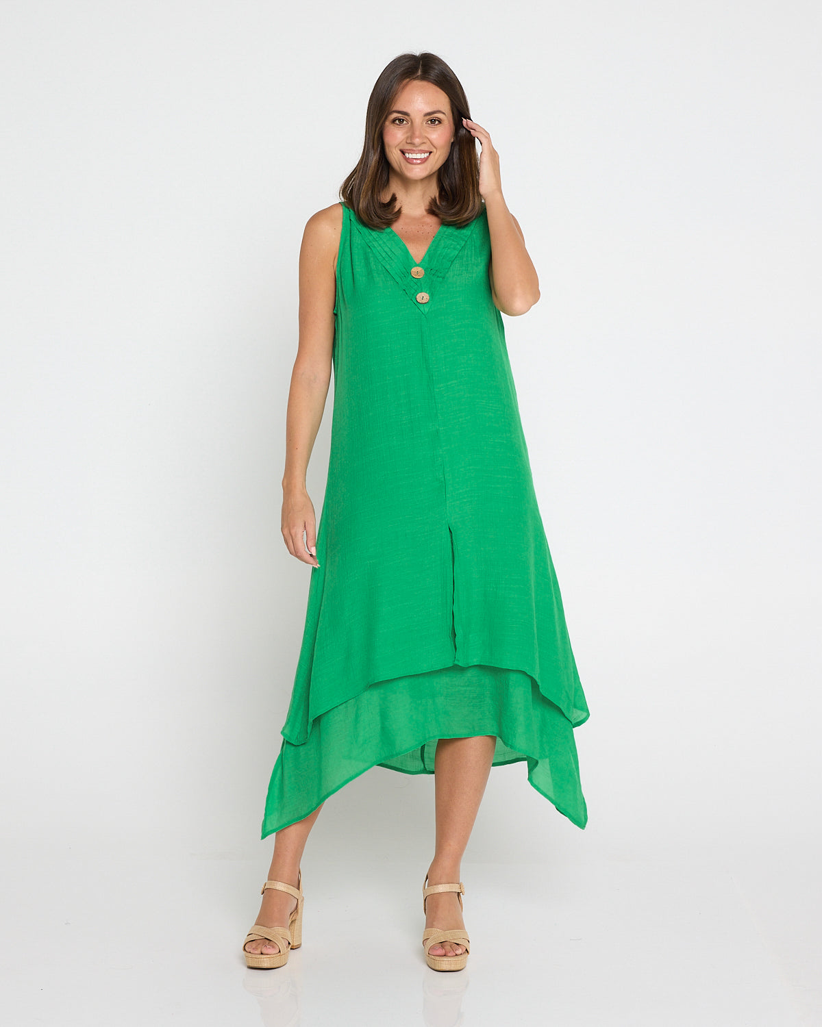 Capricorn Sleeveless Layered Dress - Green