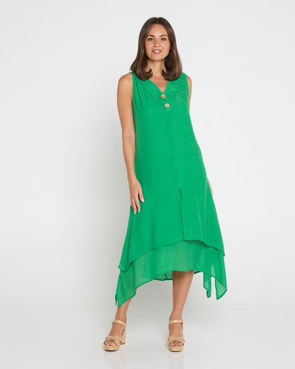 Capricorn Sleeveless Layered Dress - Green