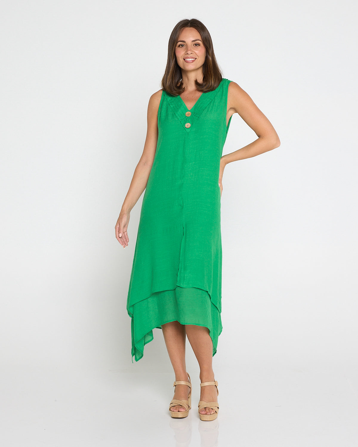 Capricorn Sleeveless Layered Dress - Green