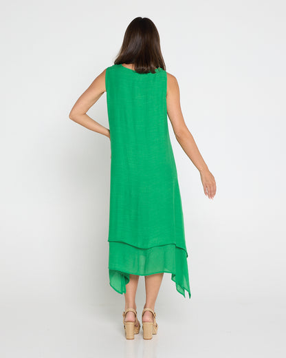 Capricorn Sleeveless Layered Dress - Green