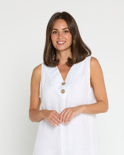 Capricorn Sleeveless Layered Dress - White