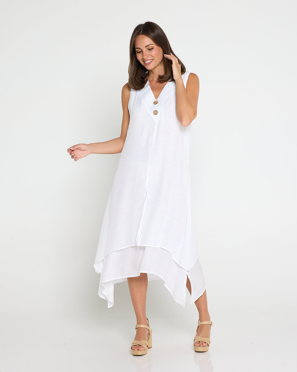 Capricorn Sleeveless Layered Dress - White