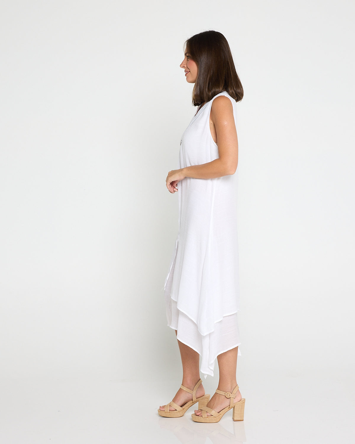 Capricorn Sleeveless Layered Dress - White