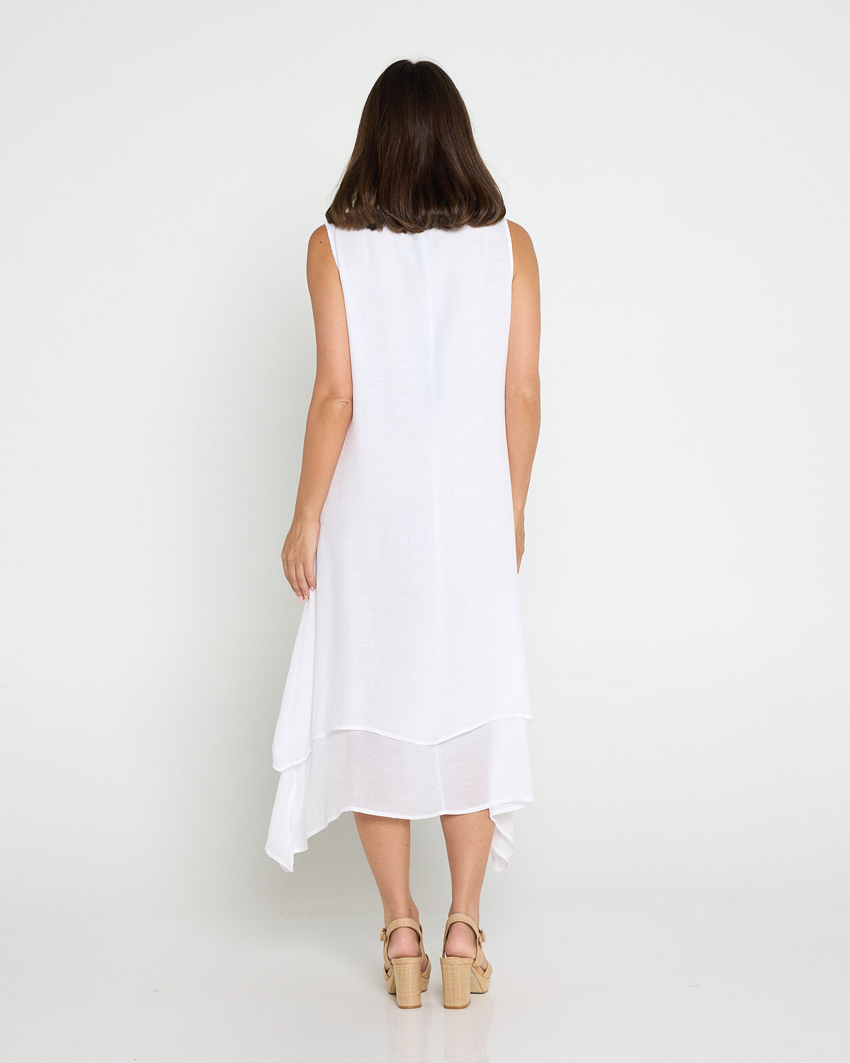 Capricorn Sleeveless Layered Dress - White