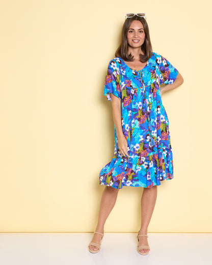 Kenna Dress - Blue/Purple Floral