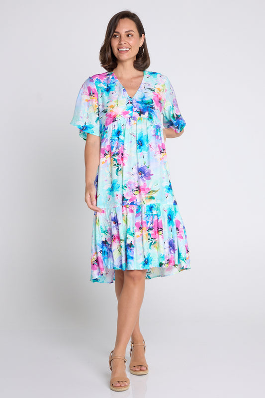 Prestwick Dress - Aqua Floral