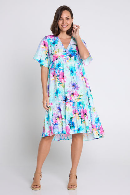 Prestwick Dress - Aqua Floral