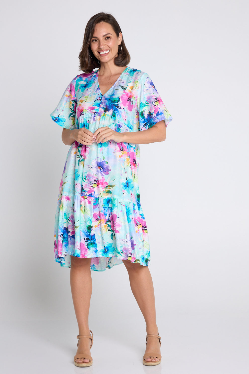 Prestwick Dress - Aqua Floral