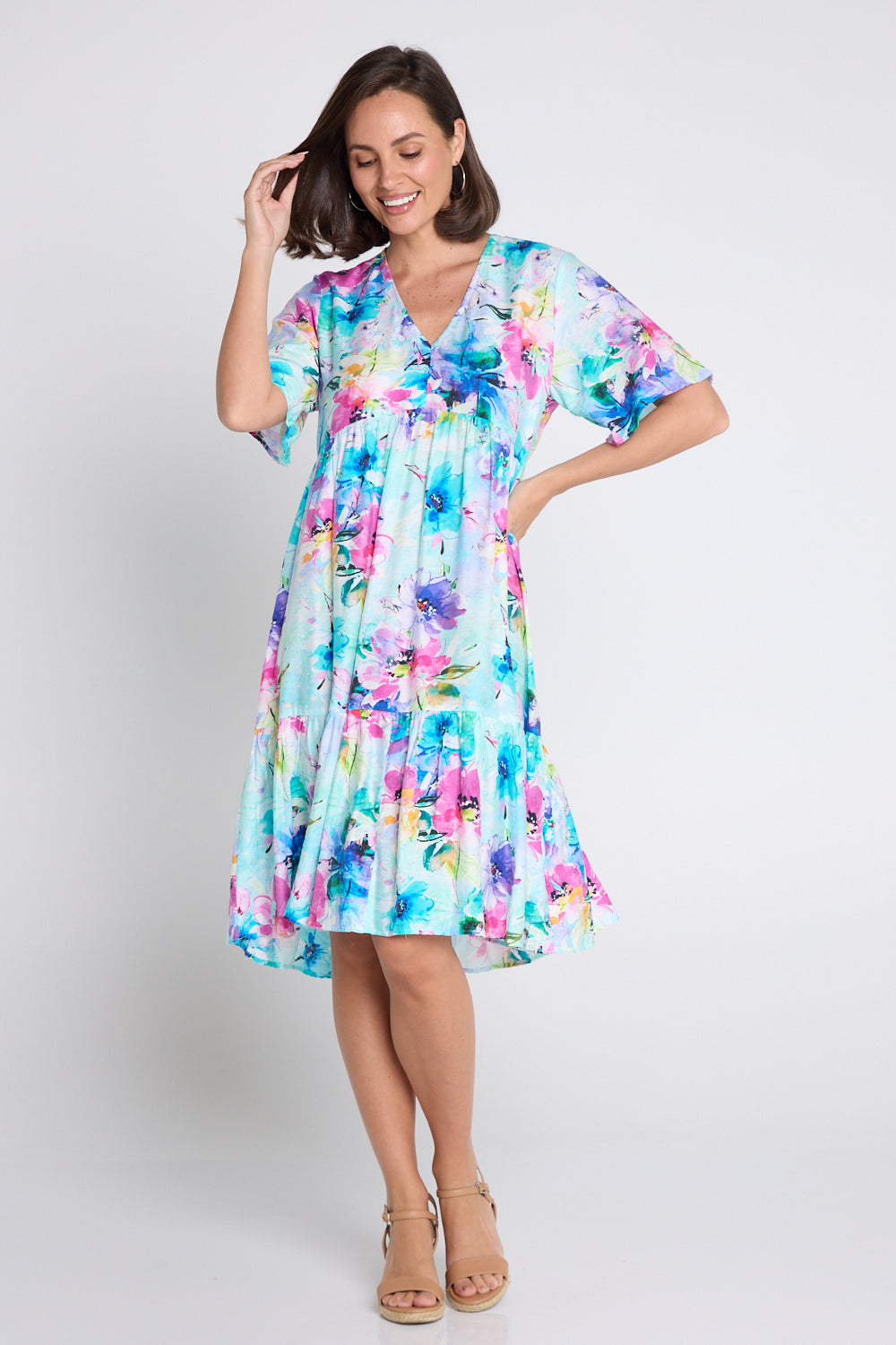 Prestwick Dress - Aqua Floral