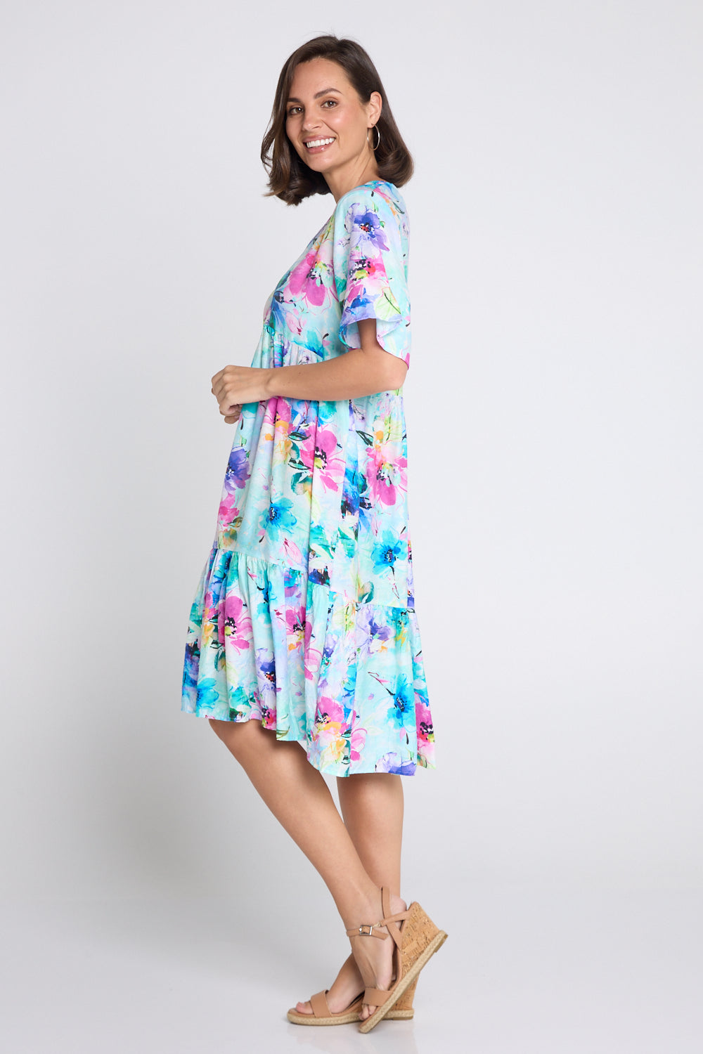 Prestwick Dress - Aqua Floral