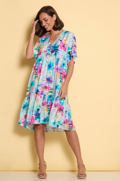 Prestwick Dress - Aqua Floral