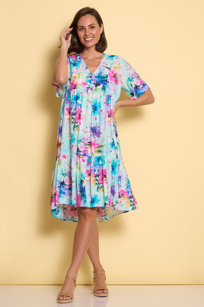 Prestwick Dress - Aqua Floral