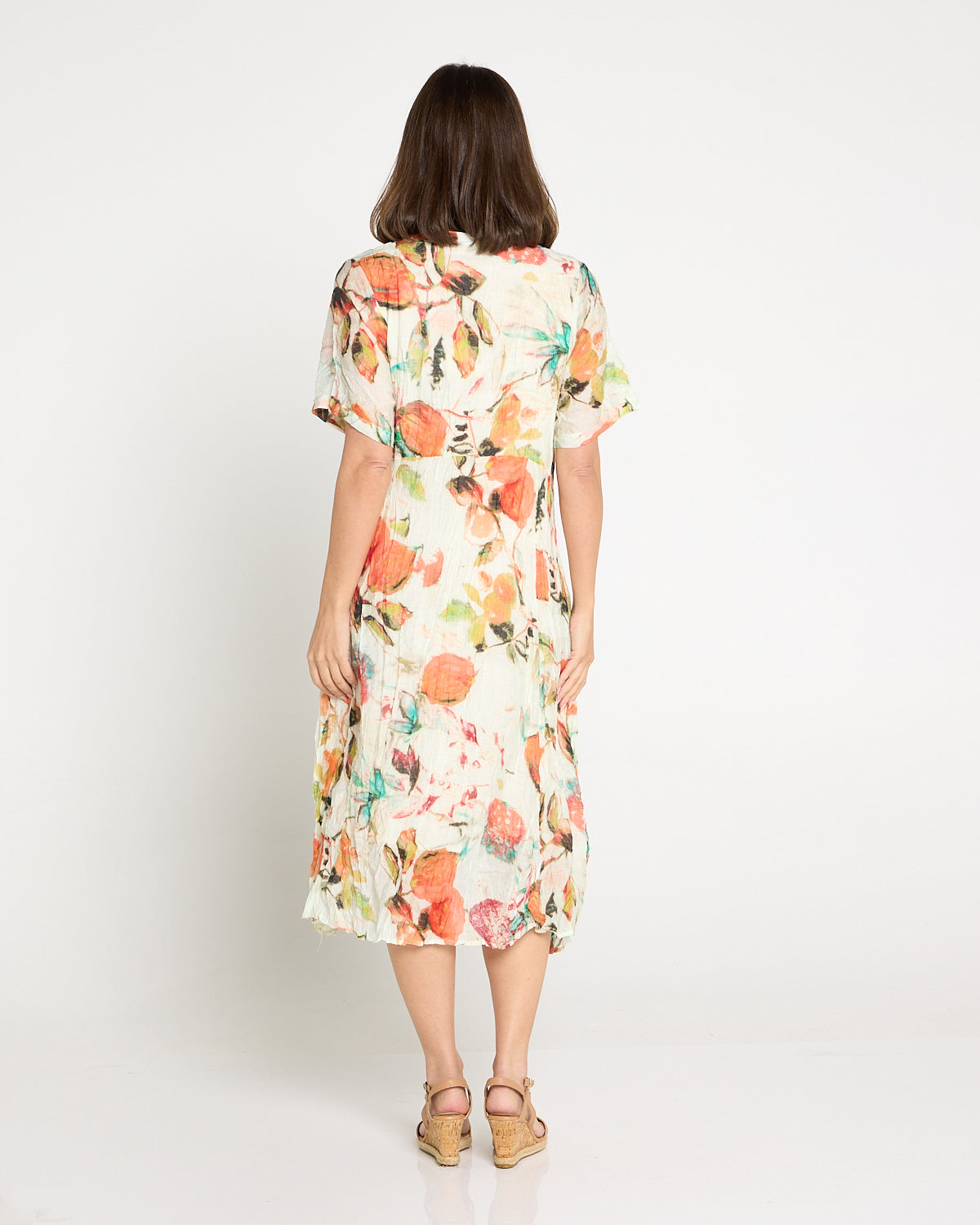 Newark Short Sleeve Dress - Mango Raspberry Cream