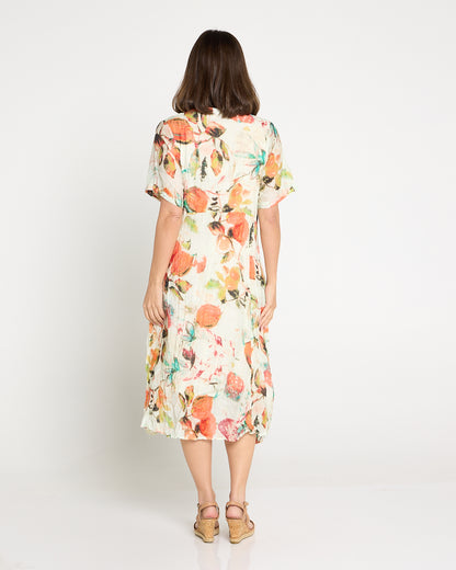 Newark Short Sleeve Dress - Mango Raspberry Cream