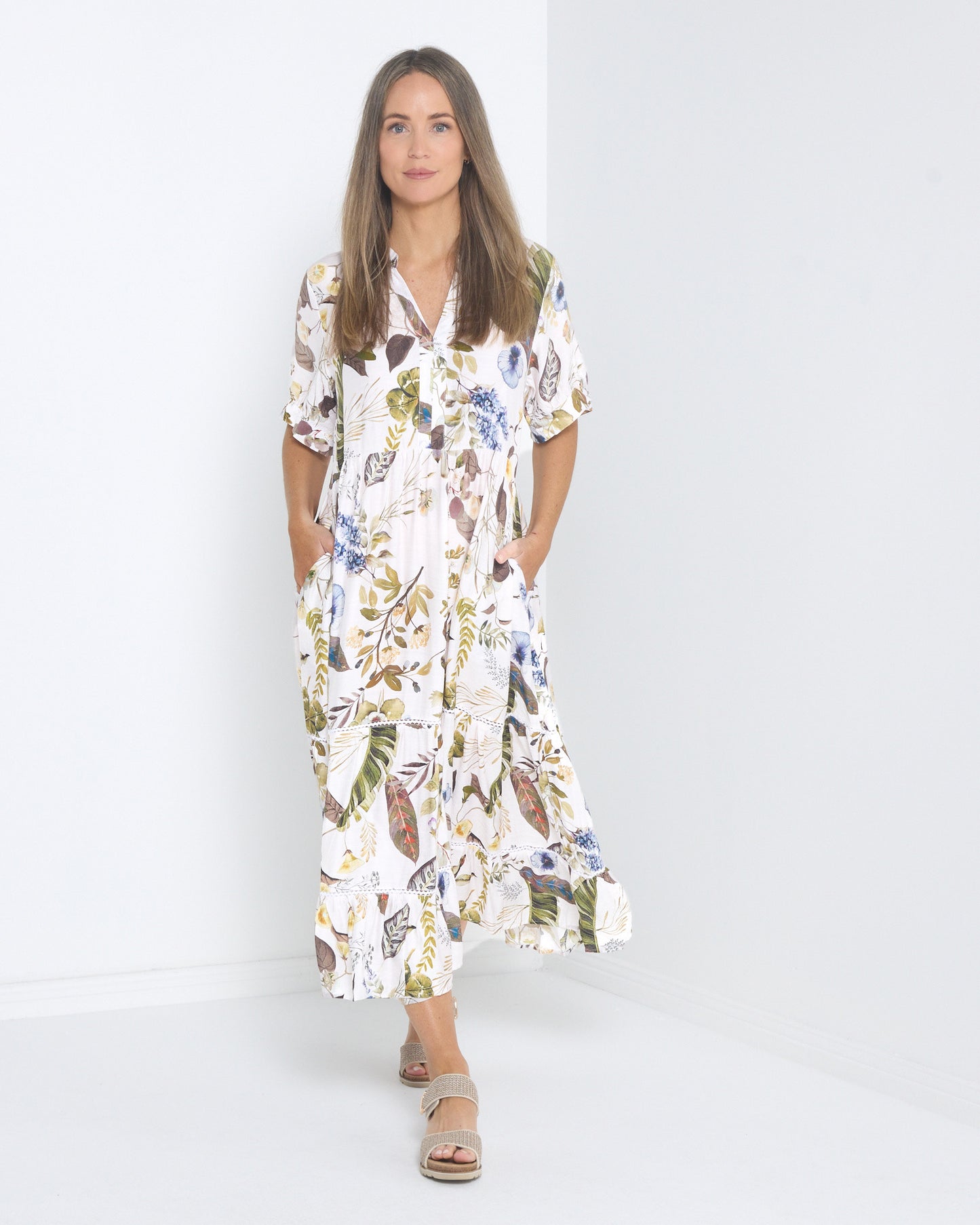 Melissa Midi Dress - Olive Meadow