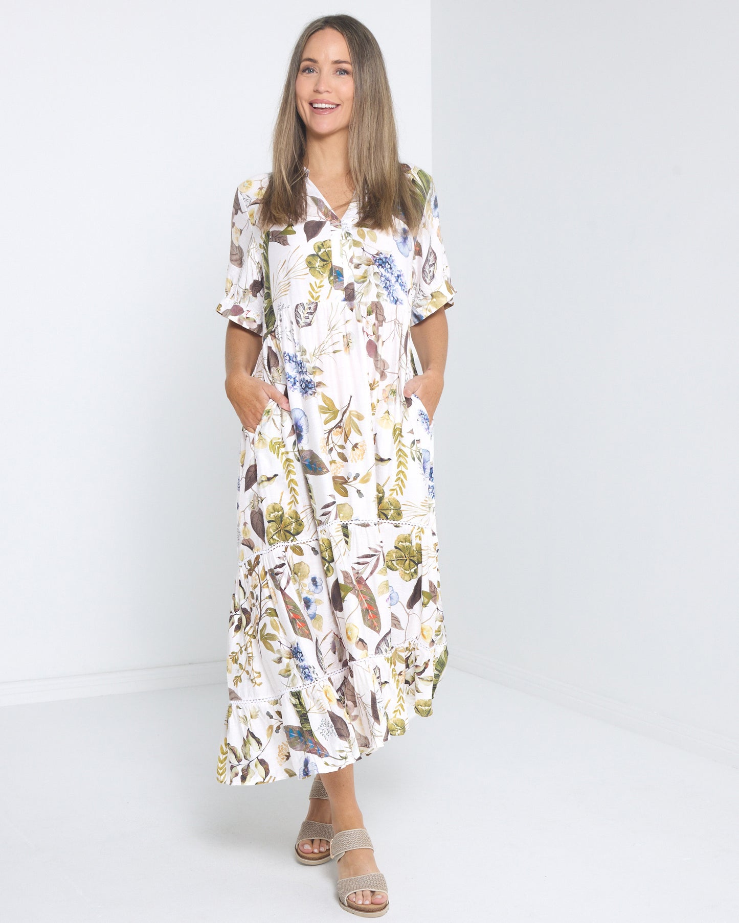 Melissa Midi Dress - Olive Meadow
