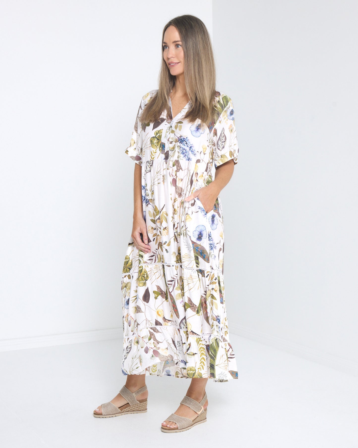 Melissa Midi Dress - Olive Meadow