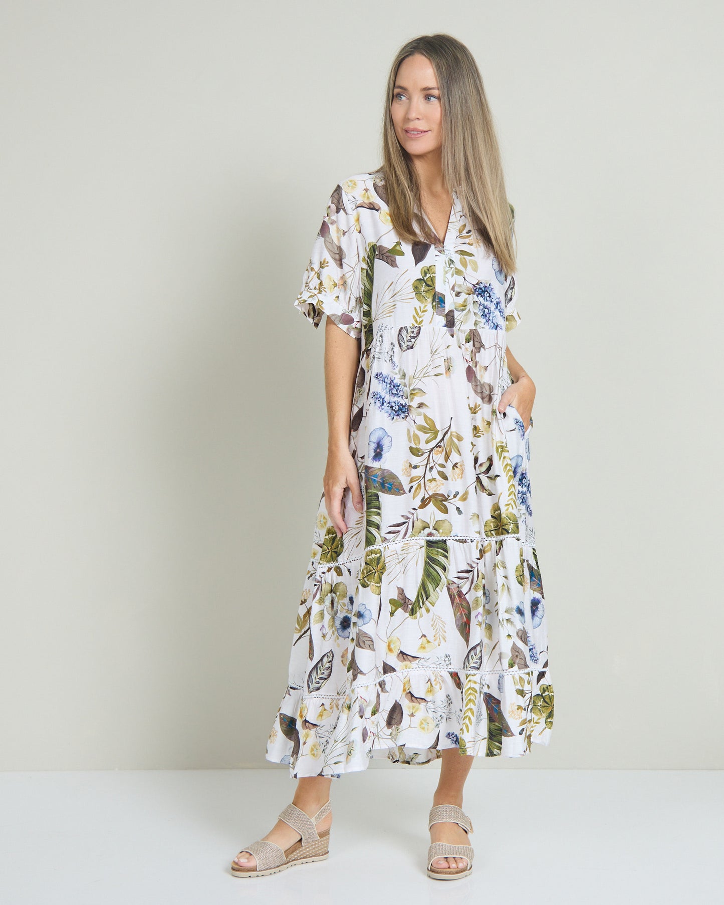 Melissa Midi Dress - Olive Meadow